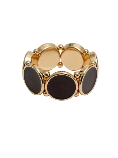 Ava Elastic Bracelet - Gold w Brown BOW19