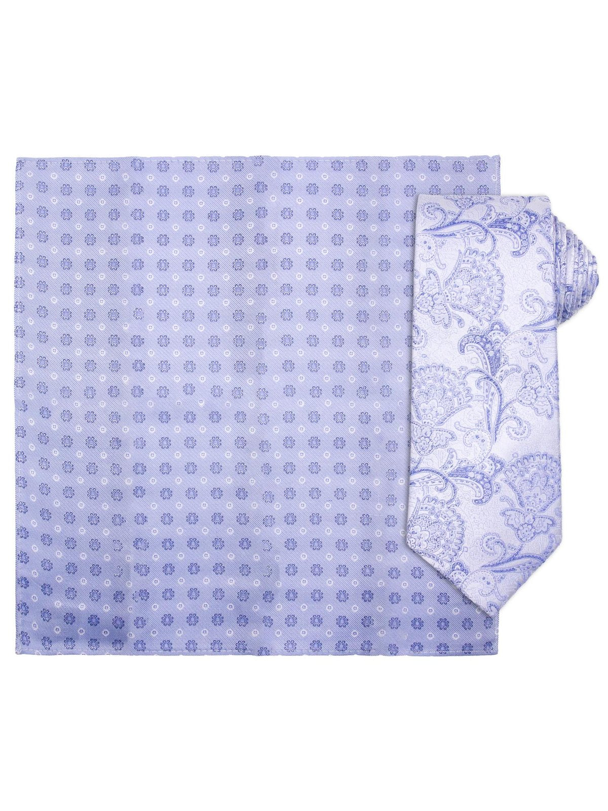 Santi 8cm silk tie + pocket square pattern - light blue