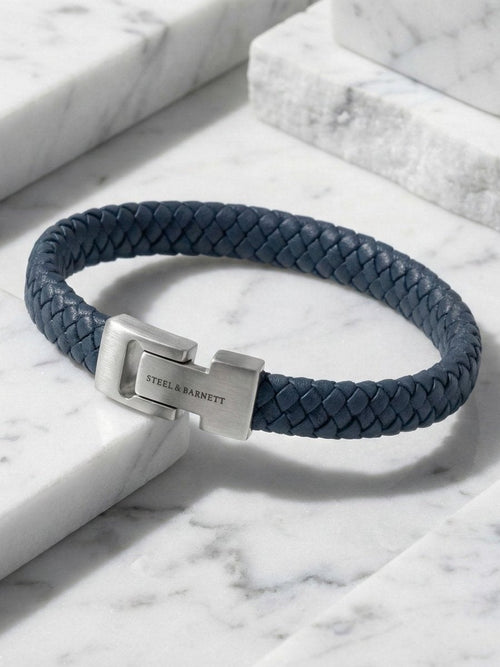 Leather Bracelet Archie - Jeans Blue by Steel & Barnett - Tilbehør. 2026, 2601, Accessories, Brando, brando-no, Herre, mottatt30dager, SHLP