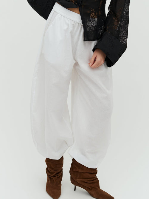 Eawyn lin bukse white - detalj ben