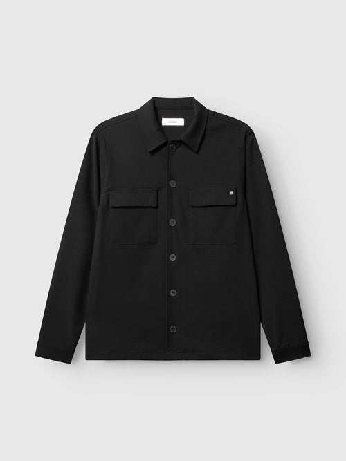 Gabba GABtogger Push Phin LS Overshirt i sort - skjortejakke sett forfra med krage og to brystlommer