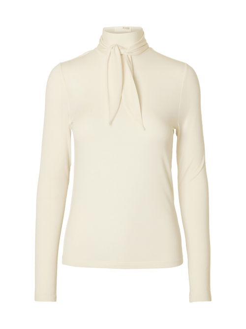 LINA LANO HIGH NECK TOP - Egret Selected Femme