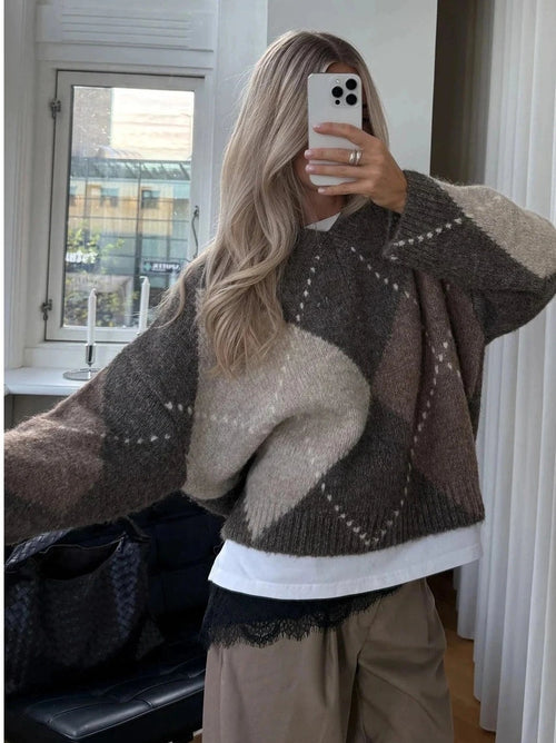 Lai Knit genser - Ash Brown Mix Noella