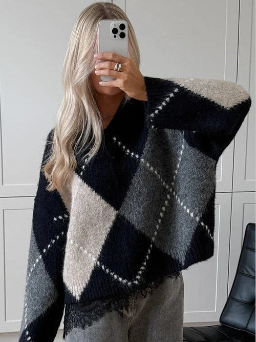 Lai Knit genser - Navy Mix Noella