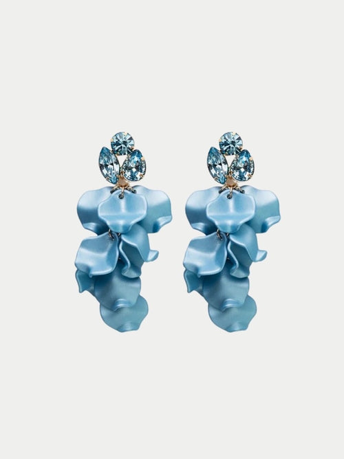 Leaf øredobber stone light blue - lyseblå bladøredobber med zirkonia