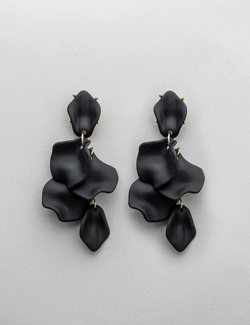 Leaf earrings matt - black matt BOW19