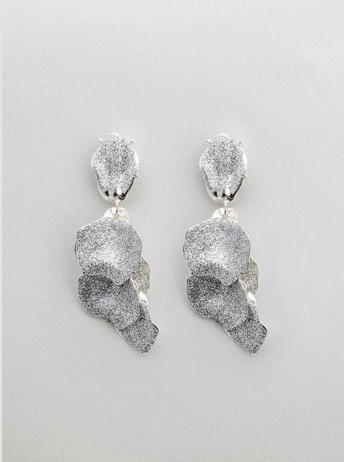 Leaf earrings glitter - silver glitter BOW19