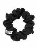 Ruched ribbon scrunchie - black