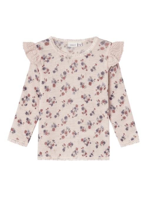 NMFWANG WOOL NEEDLE LS TOP W/FLOUNCE - Lilac Ash NAME IT