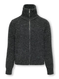 FRIDI LIFE ZIP CARDIGAN KNIT GENSER - Dark Grey Melange
