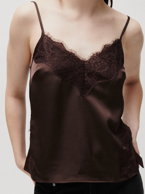 Oyan boho lace topp java - brun blondetopp forfra
