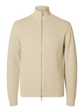 Dane knit structure full zip genser - oatmeal