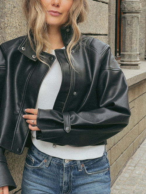 Reese PU-jakke - black, modellbilde