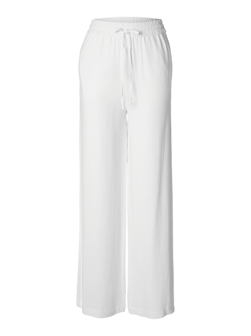 SLFVIVA GULIA HW LONG LINEN PANT NOOS - Snow White Selected Femme