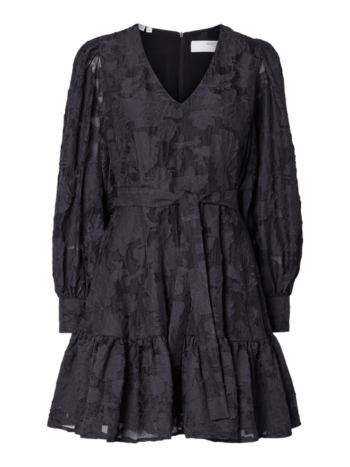 SLFCALLI SADIE LS SHORT V NECK DRESS FF - Dark Sapphire Selected Femme