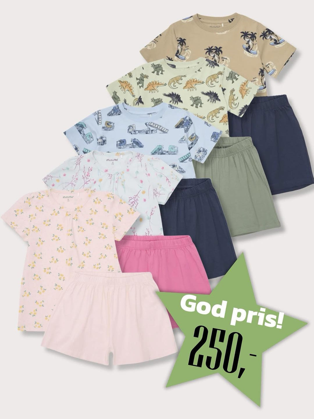 Brando Kids: Myke og lette sett med shorts og t-skjorte fra Minymo!☀️Str.92-122, settpris: 250kr