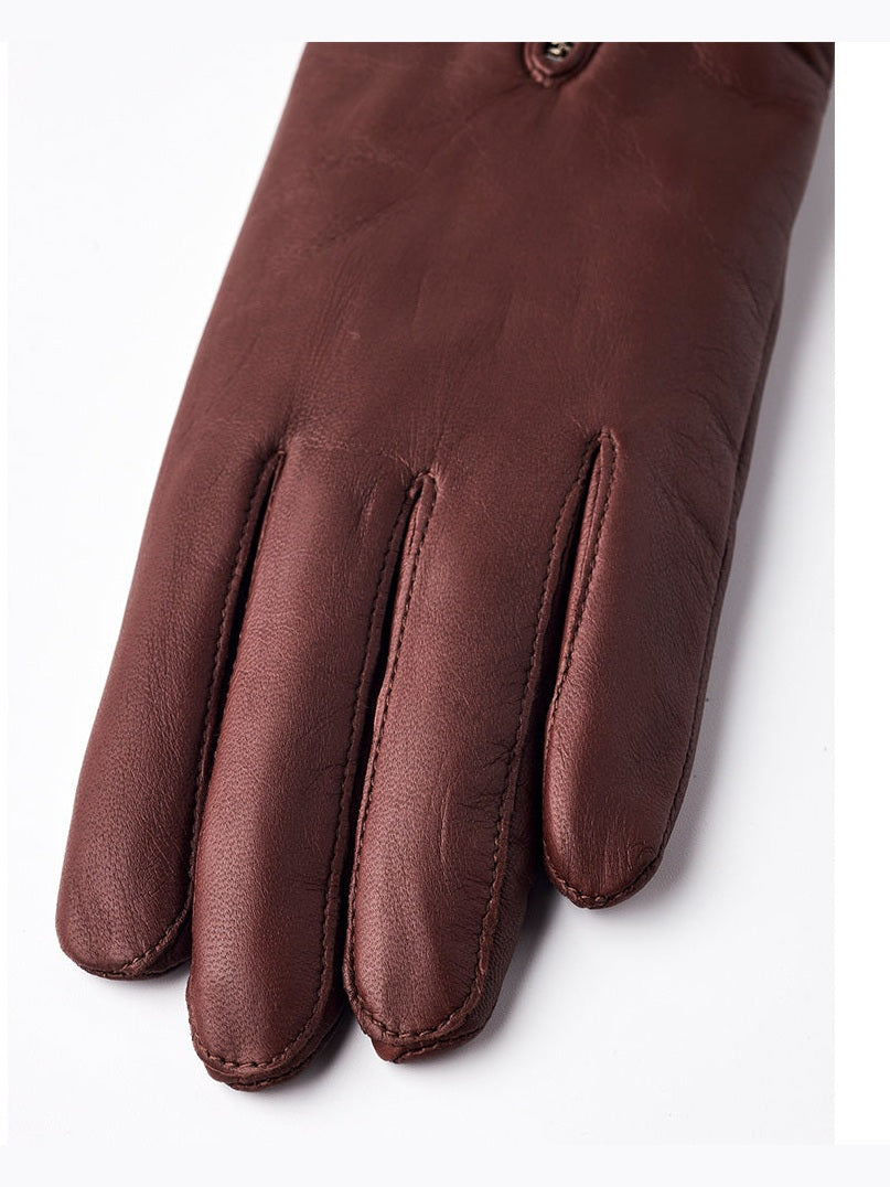 Paris skinnhansker i chestnut, fingre