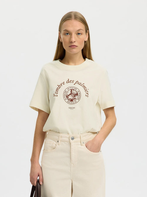 Elisa t-skjorte - Egret by Selected Femme - T-skjorte. 2026, 2601, Brando, brando-no, Dame, mottatt30dager, SHLP, T-Shirts