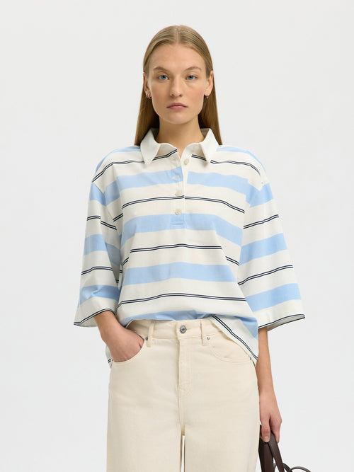 Relaxed mellie polo t-skjorte - egret Selected Femme