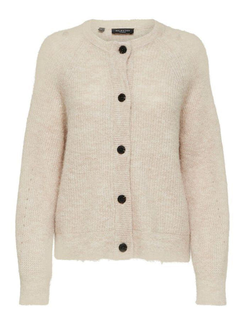 Lulu knit kort cardigan - Beige Selected Femme