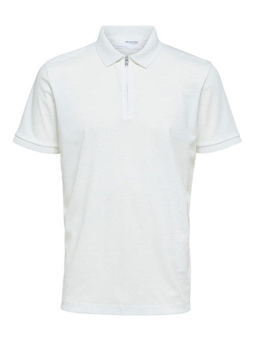 SLHFAVE ZIP SS POLO B - Cloud Dancer - 16079026 Selected Homme