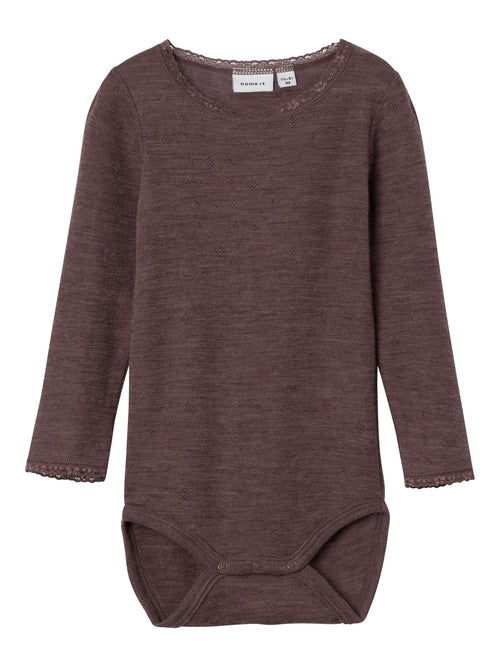 NMFWANG WOOL NE.LS BODY SOLID NOOS XXIII - Peppercorn NAME IT