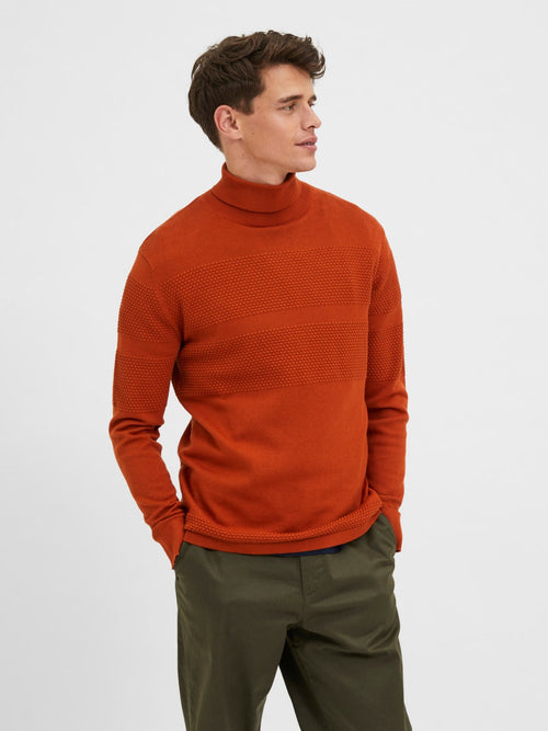 MAINE LS KNIT TURTLE NECK W NOOS - Bombay Brown Selected Homme
