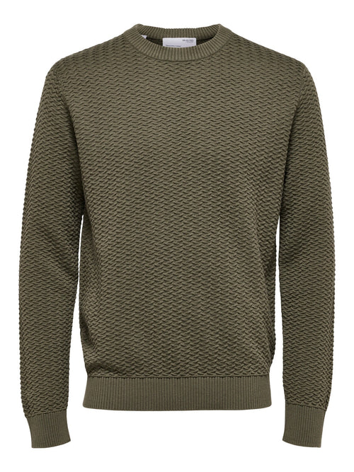 CHRIS knit genser - Deep Lichen Green Selected Homme