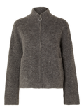 Sia knit zipper cardigan - medium grey melange