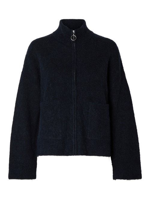 SLFSIA RAS LS KNIT ZIPPER CARDIGAN NOOS - Dark Sapphire Selected Femme