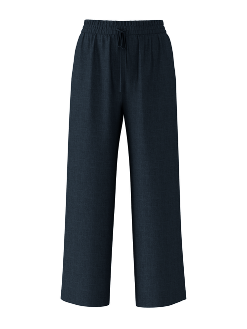 SLFVIVA GULIA HW LONG LINEN PANT NOOS - Dark Sapphire Selected Femme