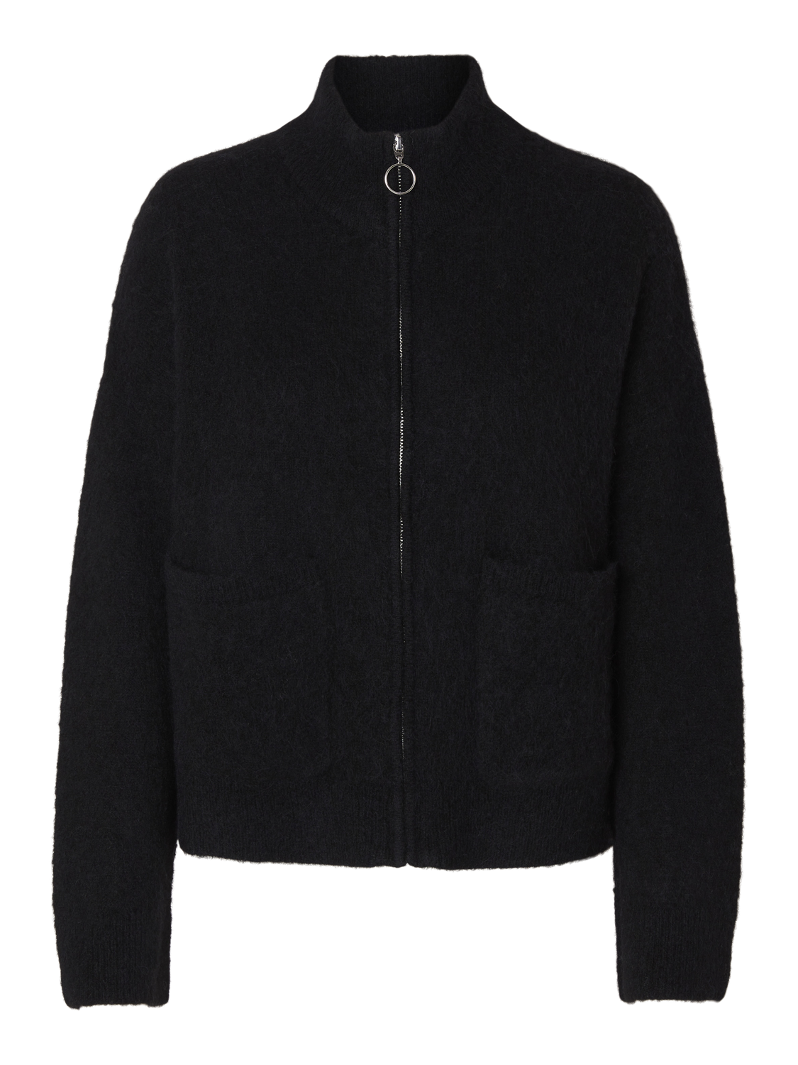 Selected Femme SIA KNIT ZIPPER CARDIGAN - Black | Brando - brando.no